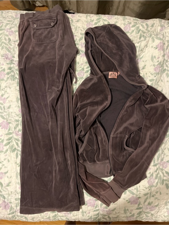 Juicy Couture Pants - Juicy Couture Velour Hoodie Set - Charcoal